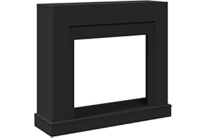vidaXL - Black Engineered Wood Fireplace Surround/Mantel - 100x30x87.5 cm - Compatible with LED Flames