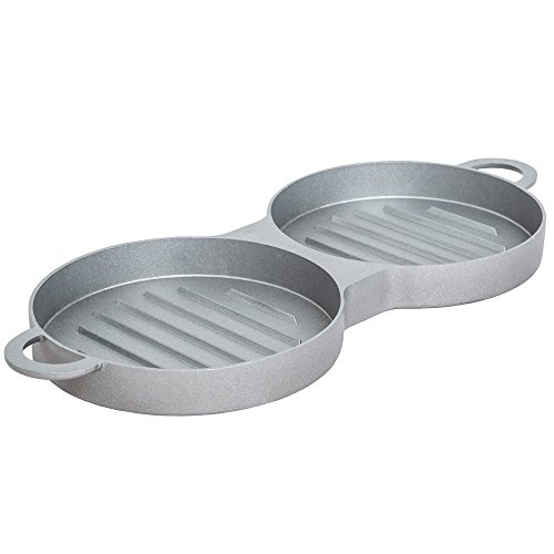 TecTake Doppel Hamburgerpresse Burgerpresse – silber/schwarz – - 4