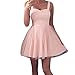 Produktbild POIUDE Damen Spitzenkleid Ärmellos High Taille Knielang A-Linie Festlich Hochzeit Party Cocktail Einfarbig Dünnes Tutu-Kleid(Rosa, Small)