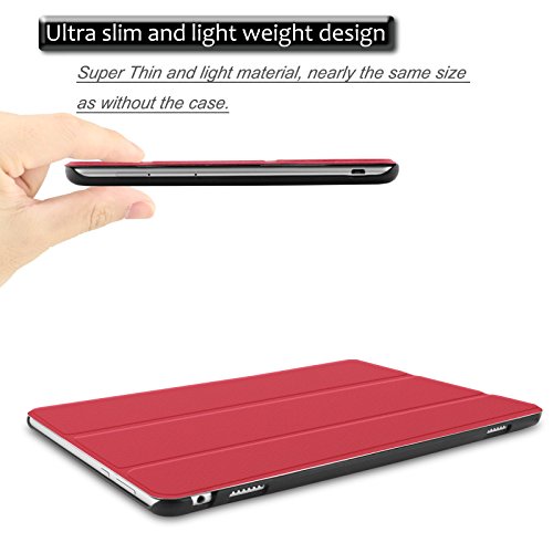 Huawei MediaPad M3 10 Lite 10 Hülle Case, Infiland Ultra Dünn Tri-Fold Muschel PU Leder Ultra Schlank Superleicht Ständer Shell Cover Schutzhülle Etui Tasche für Huawei MediaPad M3 10 Lite 10 (Rot) - 5