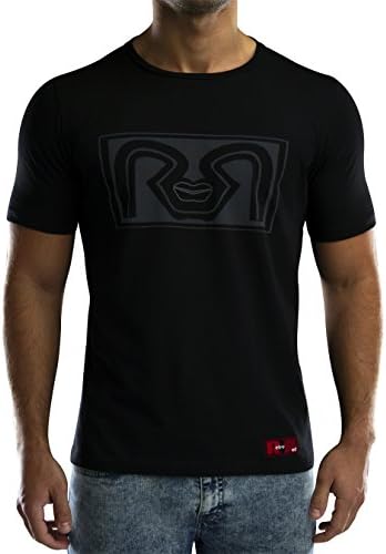 Mens Designer Retro Red RR Lips Graphic Print Black Soft Jersey Cotton T-shirt 40"/ L