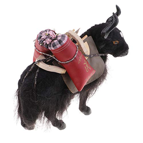 FLAMEER Mini Cute Yak Modelo Adorno Decoración para Hogar Casa Mesa Escritorio - Negro