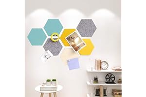 BESER LEE Bulletin Board Cork Board Tiles Set, Felt Hexagon Pin Board Self Adhesive to Keep Memories Photos Memos Display Board Pads Pictures Drawing Goals Notes Colorful Foam Nursery Wall Pads Decorative