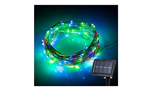 Preisvergleich Produktbild Elobeth solarbetriebene Lichterkette, funkelnde Lichter, Silber- / Kupferdraht, Beleuchtung für Gärten, Zuhause, Weihnachtsfeiern, mehrfarbig