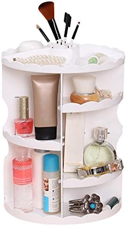 Makeup Cosmetic Organizer, Komost 360 Degree Rotating Desktop Makeup Organizer, Adjustable Tabletop Cosmetic Organizer, Multi-Function Countertop makeup Organizer for Brushes Toner Creams Lipsticks and More