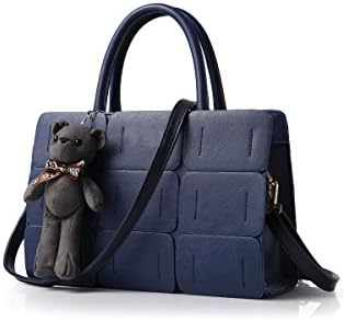 Emotionlin Women's Handbags Ladies Designer Shoulder Bag Faux Leather Tote New Celebrity Style Large(Blue)