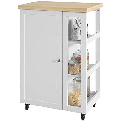 SoBuy® FKW75-WN Chariot de Service Desserte de Cuisine à roulettes Table Roulante Meuble de Rangement pour Cuisine et Salon L60xP40xH90cm