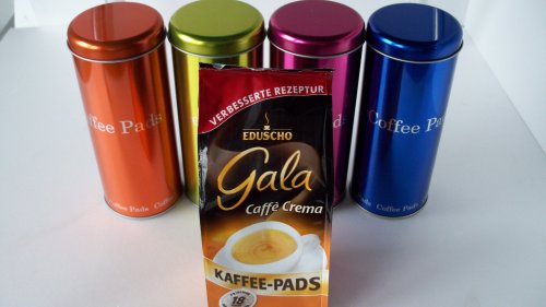 Preisvergleich Produktbild Eduscho Gala Crema + 4 Pad Dosen metallic mit Padlifter