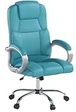 TPFLiving Chaise Fauteuil de Bureau XXL Denver Similicuir Bleu Clair Max: 210kg