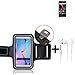 Produktbild TOP SET für Archos 55 Diamond Selfie Lite Neopren Jogging Armband Sportarmband Oberarmband für Archos 55 Diamond Selfie Lite schwarz mit Reflektor Streifen + Ohrstöpsel. Fitness Lauf Armband