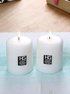 Set of 2 Hosley Unscented 4inch Pillar Candles