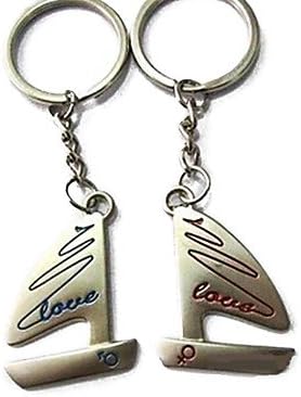 Ca&amp; (A pair)Sailing Interesting High-grade Stainless Steel Keychain Symbol of Love