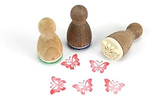 Stemplino® Mini sello – Diseño: mariposa – 12 mm de diámetro – sello de madera infantil sello Bullet Journal sello con diseño de mariposa
