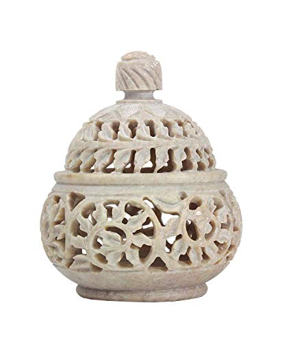 Regalo Día de la Madre Inciso a mano in pietra ollare Tealight Candle Holder 7,5 Cm c...