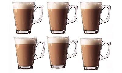 Invero® Lot de 6 tasses à café latté en verre de qualité supérieure contenance 240 ml