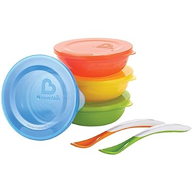 Munchkin Bols avec Couvercles et Cuillères Multicolore - Lot de 10