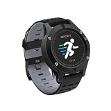 Smart Watch Sportuhr Temperatur Höhe Druck wasserdicht GPS Positionierung Herzfrequenz Blutdruck Bewegung F5 (schwarz, rot, grün) (Color : Black)