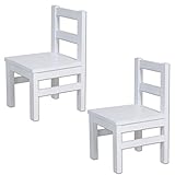 Zweier Set: Betten-ABC Bubema Kinderstuhl aus massiver Buche, weiß lackiert, extra stabil