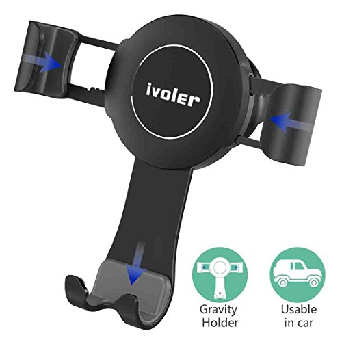Supporto Auto Smartphone GravitÃ  360 Gradi in Alluminio iVoler Universale Supporto per Auto Porta Cellulare Auto del Ventilatore per Telefoni iPhone X / 8 / 8 Plus / 7 / 7 Plus / 6(s) / 6(s) Plus / SE / 5s / 5, Samsung Galaxy S9 / S9+ / S8 / S8+ / S7 / S7 Edge / S6 / S5 / J5 / A5, Asus Zenfone 3 / 4, Huawei, LG e GPS Dispositivi di Larghezza 6,5cm - 9,2cm (Nero)