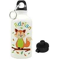Trinkflasche mit Name, Fuchs, für Kinder, geeignet für Kita, Kindergarten oder als Geschenk zur Einschulung, zum Geburtstag, zu Weihnachten oder zu anderen Gelegenheiten.