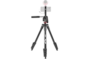 JOBY Compact Advanced Kit, Treppiede per Fotocamera/Smartphone con Testa a 3 Vie, Attacco Sgancio Rapido Universale ¼-20”, Supporto Smartphone, Borsa Trasporto, Reflex, Mirrorless, Nero, Capacità 3 Kg