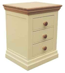 Windsor Cream Painted Solid Oak Top 3 Drawer Bedside ...