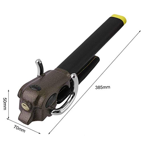 Asixxsix Blocco Volante Antifurto Universale – Giallo, Lunghezza 43 Cm, Con 2 Chiavi, Per Auto, Furgoni E SUV