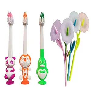 Lookat toothbrush Ultra Soft Bristles for kids boys and girls with 4pc Flower pen