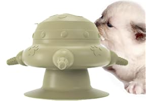 HDAKDDHG Mangeoire pour Chiots,Bol à Lait Bionique en Silicone pour Animaux De Compagnie avec 4 Sucettes Et Ventouse,Biberon Silicone pour Chiots,pour Chatons,Chiots, l'allaitement (Jaune foncé)