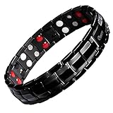 Magnetic Bracelet for Men Titanium Magnetic Therapy Bracelet Double Row 4 Element Black Pain Relief for Arthritis with Jewelry Box