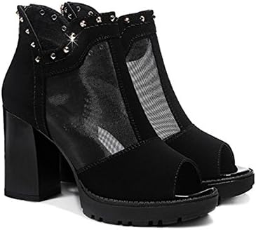 Summer Fish Mouth Gauze Coarse With Sandals/Rear Zipper/High Heel/Waterproof Platform Women Shoes,Black,38