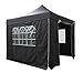 Produktbild Brandneuer, strapazierfähiger Faltpavillon, 3 x 3 Meter, für einen sekundenschnellen Aufbau, vollständig wasserdicht mit vier strapazierfähigen Seitenwänden. Lieferung mit KOSTENLOSER Tragetasche und vier Sandsack-Beingewichten In Schwarz