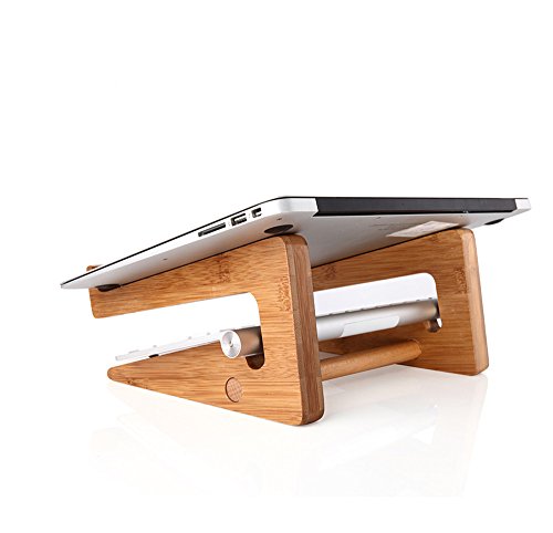 OUTOWIN Kreativ Bambus Laptopständer klappbar – Ergonomis Computer Desktop Ständer Vertikal Halterung Wärmeableitung für Alle Apple Macbook, MacBook Air / Macbook Pro / Retina MacBook und Andere 11“-15“ Laptops (Weniger als 35mm dicke) - 2