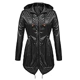 iHENGH Vorweihnachtliche Karnevalsaktion Damen Winter Jacke Warm Bequem Mantel Lässig Mode Reißverschluss Frauen Slim Leichter Regenmantel mit Kapuze für Wasserdichter Active Outdoor Regenmantel
