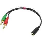 Lunatic 2466 &Ouml;rg&uuml;l&uuml; 4 Pin 3.5mm Stereo Dişi Y Kablo Kulaklık Mikrofon &Ccedil;evirici Ayırıcı D&ouml;n&uuml;şt&uuml;r&uuml;c&uuml; &Ccedil;oklayıcı Adapt&ouml;r Cep Tele