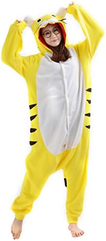 DATO Unisex Animal Pyjamas Cosplay Onesie Yellow Tiger Adult Kigurumi Nightwear