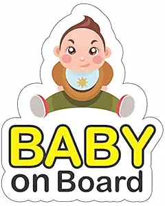 CVANU Baby On Board Kids Safety Warning Window Sign Sticker for Car PVC Vinyl CV12 (Pack of 10) D
