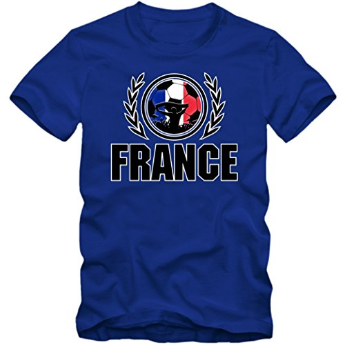 Frankreich WM 2018#2 T-Shirt France Les Bleus Fußball Herren Fanshirt Nationalmannschaft S-5XL, Farbe:Blau (Royalblue L190);Größe:M