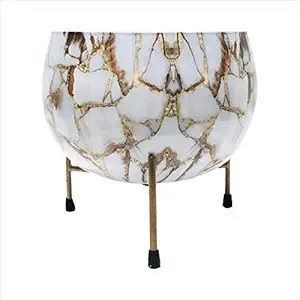 ANGEL CRAFT Iron Pots with Stand, Golden, White, Standard