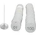 MOREL Plastic Number Token Coin 1 to 100 Print with Hole and Steel Stand, Doctor Token for CLINICS, Shops, MALLS, QUE, RESTURANT, EXIBITION (White)