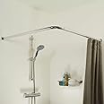 Home Flair Chrome Shower Curtain Rail | Non Rust L Shaped Rail | Adjustable Pole Kit