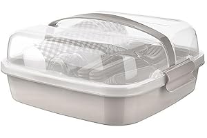 GENERISCH Picknick Set 6 Personen Grau – BPA-freies Plastikbesteck & Geschirr – Gabel, Messer, Löffel, Teller, Becher & Salzstreuer – Inkl. Picknickkorb & Tasche