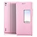 Produktbild Saxonia Tasche Huawei Ascend P7 Hülle Case Schutzhülle Flip View Cover mit Fenster und Kameraschutz Rosa