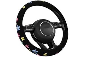 SOBONITO Lenkradbezug Süss Blumen,Gestickt Niedlich,Schweißabsorber,Lenkradschutz in Universal Größe 37-39cm,Lenkradhülle für Sommer & Winter,Autozubehör Innenraum Anti-Rutsch (SWC-Florala)