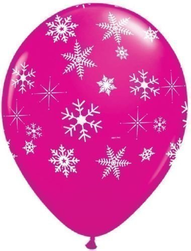 Schneeflocken & Glitzern Wildbeere Rosa 28cm QUALATEX Latex Ballons x 5