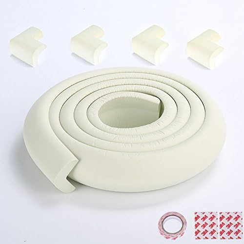 SILKTALK Non-toxic Thickening Soft Baby Safety Desk Table Edge Guards Cover 2 Meters Bumper Strip with 4 Corners Protectors,white
