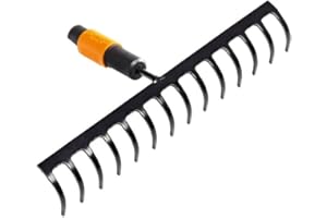 Fiskars Rechen mit 14 Zinken, Werkzeugkopf, Breite: 36 cm, Gehärtete Stahlzinken, Schwarz/Orange, QuikFit, 1000653