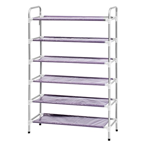 Finether Schuhregal Schuhständer Schuhablage mit Griffen Schuhschrank Regal 6 Ebenen für 18 Paar Schuhe aus Metall 105 x 68 x 30 cm