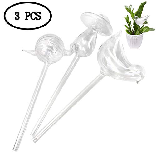 BIEE Pianta Le lampadine d'innaffiamento Automatiche, Globo d'Acqua di Auto-irrigazione (3 Pezzi - Vetro Trasparente)