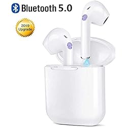 Écouteurs Bluetooth, Écouteurs sans Fil Bluetooth V5.0 avec étui de Chargement Portable, Mic HD Intégré et Son 3D Stéréo, IPX5 Étanche, Ecouteur Bluetooth Sport pour Gym